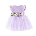 thumbnail image 1 of Zwiiyzr 2025 6M-3Y Baby Girl Clothes Infant Toddler Tulle Dress Trendy Cute Flutter Sleeveless Sweet Flower Lace Dress Purple, 1 of 5