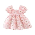 thumbnail image 1 of Zwiiyzr 2025 6M-3Y Newborn Baby Girl Clothes Cotton Dresses Infant Casual Puff Sleeve Sundress Summer Toddler Girl Dress Pink, 1 of 9