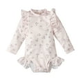 thumbnail image 1 of Zwiiyzr 2025 6M-4T Toddler Girls Rash Guard One Piece Swimsuits Cute Flower Print Long Sleeve Sunscreen Seaside Surfing Swimsuit Pink, 1 of 9