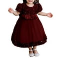 thumbnail image 1 of Zwiiyzr 6M-5T First Communion Dress Flower Girl Dress Elegant Lace Satin A-Line Bridesmaid Princess Dress for Wedding Party Burgundy, 1 of 9