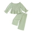 thumbnail image 1 of Zwiiyzr 6M-5T Toddler Baby Girl Clothes Spring Fall Long Sleeve Ruffle Tops Pants Set Infant Smocked Outfit Green, 1 of 8