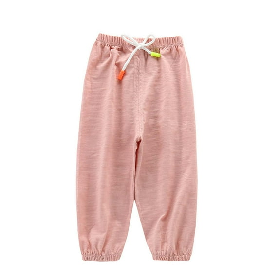 Zwiiyzr 2024 6M-5Y Toddler Baby Boy Girl Cotton Joggers Pants Elastic Basic Long Pants Halem Bloomers Infant Kid Fall Clothes Pink