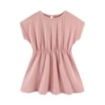 thumbnail image 1 of Zwiiyzr 2025 6M-5Y Toddler Baby Girl Summer Sundress Cap Sleeve Casual Swing Flowy Dress Cotton Solid Outfits Pink, 1 of 9