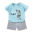 thumbnail image 1 of Zwiiyzr 6M-8Y Toddler Baby Girl Boy Summer Clothes Casual Short Sleeve Tops Round Neck Printed Tops Shorts Sets Light Blue, 1 of 4