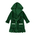 thumbnail image 1 of Zwiiyzr 6M-9Y Girls Velvet Pajama Sets Toddler Baby Kids Christmas Bathrobe Winter Solid Color Lace Trim Long Sleeved Ruffled Hem Home Wear Clothes Hooded Robe Green, 1 of 4