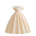 thumbnail image 1 of Zwiiyzr 2025 7-14Y Girls Bridesmaid Wedding Pageant Dresses Solid Color Satin Princess Dress Birthday Party Trendy Show Piano Dress Beige, 1 of 9