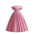 thumbnail image 1 of Zwiiyzr 2025 7-14Y Girls Bridesmaid Wedding Pageant Dresses Solid Color Satin Princess Dress Birthday Party Trendy Show Piano Dress Pink, 1 of 9
