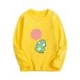 thumbnail image 1 of Zwiiyzr 8-15Y Girl and Boy Dinosaur Sweatshirts Trendy Casual Fall Long Sleeve Tops Round Neck Printing Tops Yellow, 1 of 2