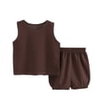 thumbnail image 1 of Zwiiyzr 9M-5T Infant Toddler Girl's Boy's Two Piece Solid Color Sleeveless Round Neck Tank Top and Shorts Casual Cotton Clothing Set Brown, 1 of 3