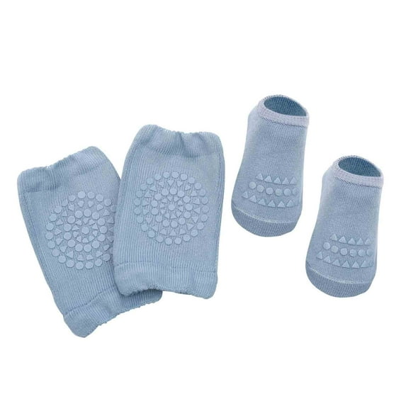 Zwiiyzr Baby Barefoot Shoes Socks Toddler Boys Girls Solid Color Breathable Kids Dispensing Non-slip Indoor Crawl Knee Pads Suit for 0-3 Months Blue