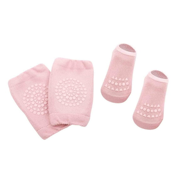 Zwiiyzr Baby Barefoot Shoes Socks Toddler Boys Girls Solid Color Breathable Kids Dispensing Non-slip Indoor Crawl Knee Pads Suit for 0-3 Months Pink