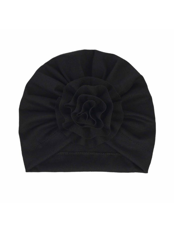 Lovskoo Baby Bonnet Fall Winter Toddler Baby Boys Girls Flowers Knitted Floppy Windproof Warmth Ear Protection Children Hat Black One Size 0-24 Monts