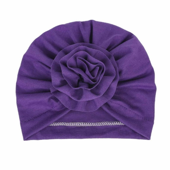 Zwiiyzr Baby Bonnet Fall Winter Toddler Baby Boys Girls Flowers Knitted Floppy Windproof Warmth Ear Protection Children Hat Purple One Size 0-24 Monts
