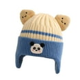 thumbnail image 1 of Zwiiyzr Baby Boys Girls Fleece Lined Hat Cute Bear Toddler Color Block Earflap Beanie Warm for Fall Winter 1-6 Years Blue, 1 of 3