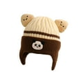 thumbnail image 1 of Zwiiyzr Baby Boys Girls Fleece Lined Hat Cute Bear Toddler Color Block Earflap Beanie Warm for Fall Winter 1-6 Years Coffee, 1 of 3