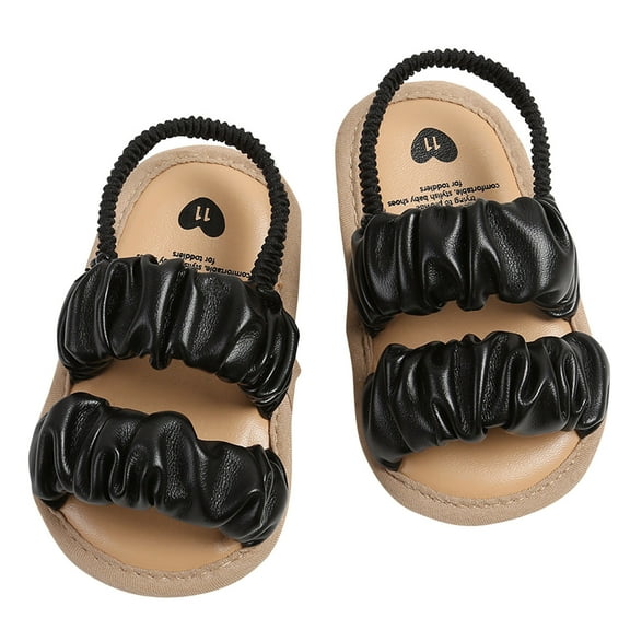Zwiiyzr 2024 Baby Boys Girls Summer Sandals Open Toe Slingback Soft Rubber Sole Outdoor Cute Princess Shoes for Newborn Infant First Walkers 3-11 Months Black