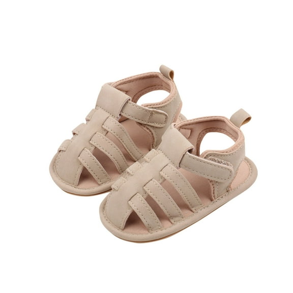 Zwiiyzr 2024 Baby Boys Girls Summer Sandals Round Toe Slingback Soft Rubber Sole Outdoor Cute Princess Shoes for Newborn Infant First Walkers 3-11 Months Beige