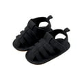 thumbnail image 1 of Zwiiyzr 2024 Baby Boys Girls Summer Sandals Round Toe Slingback Soft Rubber Sole Outdoor Cute Princess Shoes for Newborn Infant First Walkers 3-11 Months Black, 1 of 8