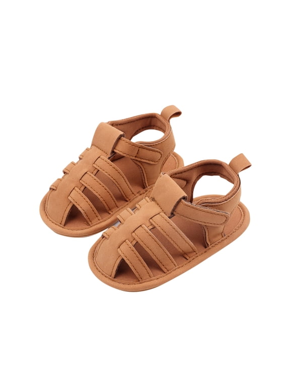 2024 Baby Boys Girls Summer Sandals Round Toe Slingback Soft Rubber Sole Outdoor Cute Princess Shoes for Newborn Infant First Walkers 3-11 Months Brown
