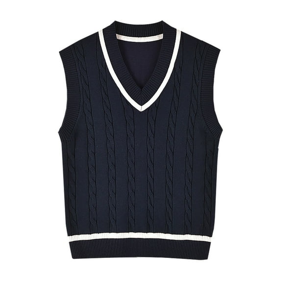 Zwiiyzr Baby Boys Girls Sweater Vest School Uniform V Neck Comfort Knitted Sleeveless Pullover Sweater Vest 4-12 Years Navy
