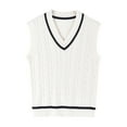 thumbnail image 1 of Zwiiyzr Baby Boys Girls Sweater Vest School Uniform V Neck Comfort Knitted Sleeveless Pullover Sweater Vest 4-12 Years White, 1 of 2