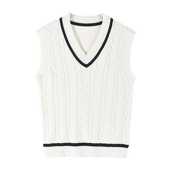 Zwiiyzr Baby Boys Girls Sweater Vest School Uniform V Neck Comfort Knitted Sleeveless Pullover Sweater Vest 4-12 Years White
