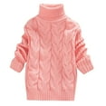 thumbnail image 1 of Zwiiyzr Baby Girl Boy Cable Knit Sweater Turtleneck Blouse Pullover Sweatshirt Warm Crewneck Long Sleeve Tops for Toddler 3-8 Years Pink, 1 of 5
