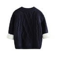 thumbnail image 1 of Zwiiyzr 2025 Baby Girl Boy Knit Sweater Blouse Pullover Fleece Lined Warm Crewneck Long Sleeve Tops for Infant Toddler Navy, 1 of 6