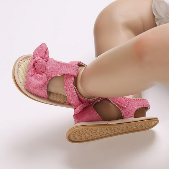 Zwiiyzr 2024 Baby Girls Sandals Infant Toddler Shoes Open Toe Ankle Strap Summer Outside Wear Non-Slip Breathable Sandals 6-12 Months Hot Pink