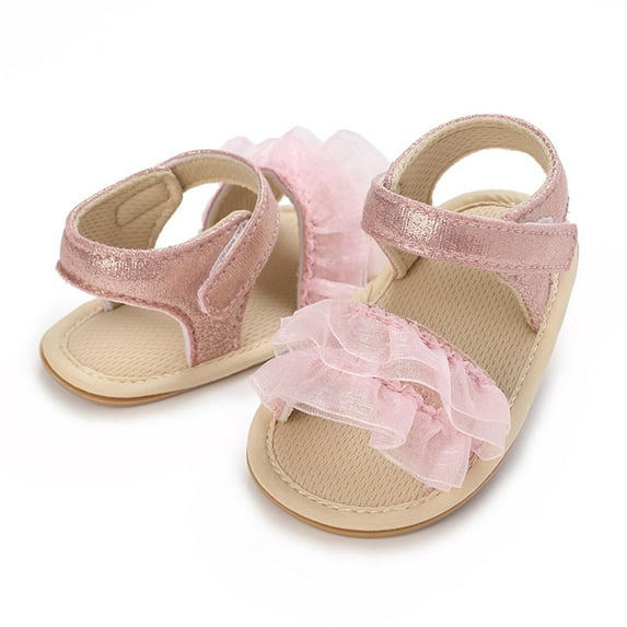 Zwiiyzr 2024 Baby Girls Sandals Infant Toddler Shoes Open Toe Ankle Strap Summer Outside Wear Non-Slip Breathable Sandals 6-12 Months Pink
