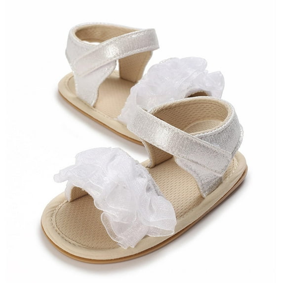 Zwiiyzr 2024 Baby Girls Sandals Infant Toddler Shoes Open Toe Ankle Strap Summer Outside Wear Non-Slip Breathable Sandals 6-12 Months White
