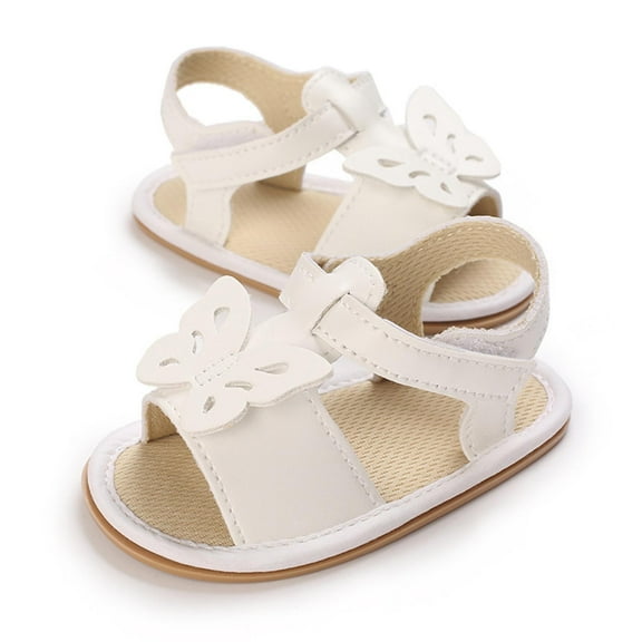 Zwiiyzr 2024 Baby Girls Sandals Infant Toddler Shoes Open Toe Ankle Strap Summer Outside Wear Non-Slip Breathable Sandals 6-12 Months White