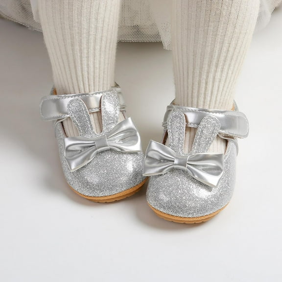 Zwiiyzr 2024 Baby Girls Sandals Infant Toddler Shoes Round Toe Slip On Summer Outside Wear Non-Slip Breathable Sandals 6-12 Months Silver