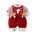 thumbnail image 1 of Zwiiyzr Baby Infant Boys Girls 2-24 Months Christmas Outfits Hooded Fleece Rompers Thick Fluffy Jumpsuit Winter Warm Outerwear Outfits Long Sleeve Onesie Red, 1 of 7