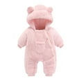 thumbnail image 1 of Zwiiyzr Baby Infant Long Sleeve Onesie Boy Girl Fluffy Jumpsuit Hooded Fleece Rompers Fall and Winter Warm Thick Outfits Holiday Birthday Gift Pink, 1 of 6