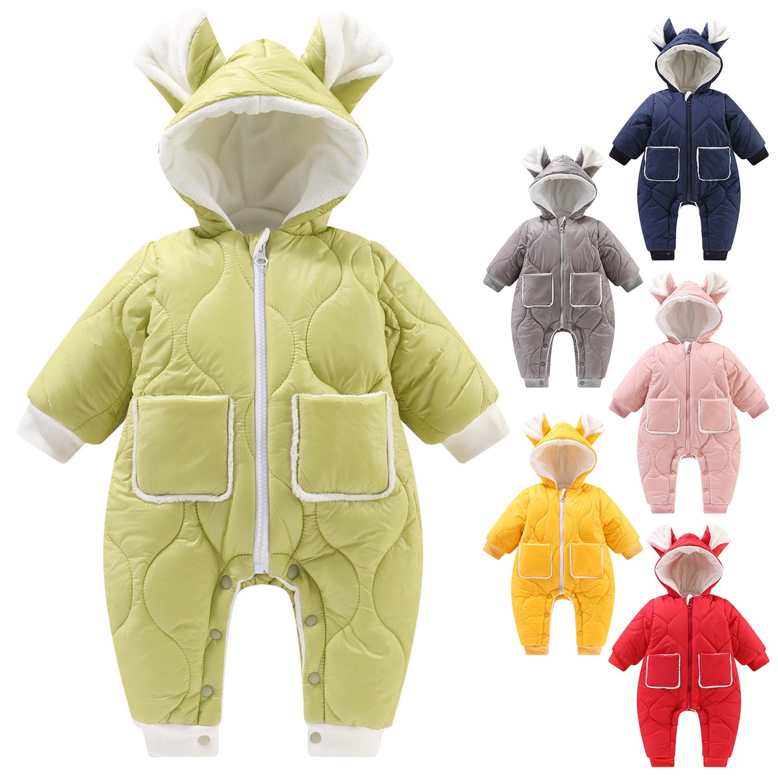 Long Sleeve Cartoon Star Print Romper Infant Elephant Pattern Jumpsuit Keep Warm Clothes For Girls And Boys Kids main image 1