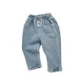 thumbnail image 1 of Zwiiyzr Baby Jeans Pants for Girls and Boys Solid Color Comfortable Casual Denim Pants 0-1 Years Blue, 1 of 3