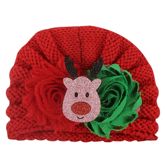 Zwiiyzr Baby Toddler Boys Girls Cute Flower Headbands Children Christmas Tree Santa Claus Knitting Headdress Hair Band Hair Accessories Pink