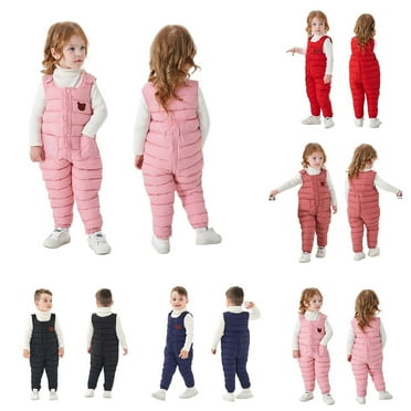 Zwiiyzr 2025 Baby Toddler Unisex Winter Snow Pants Down Puffer Warm Overall Windproof Fleece Lined and Redular Black