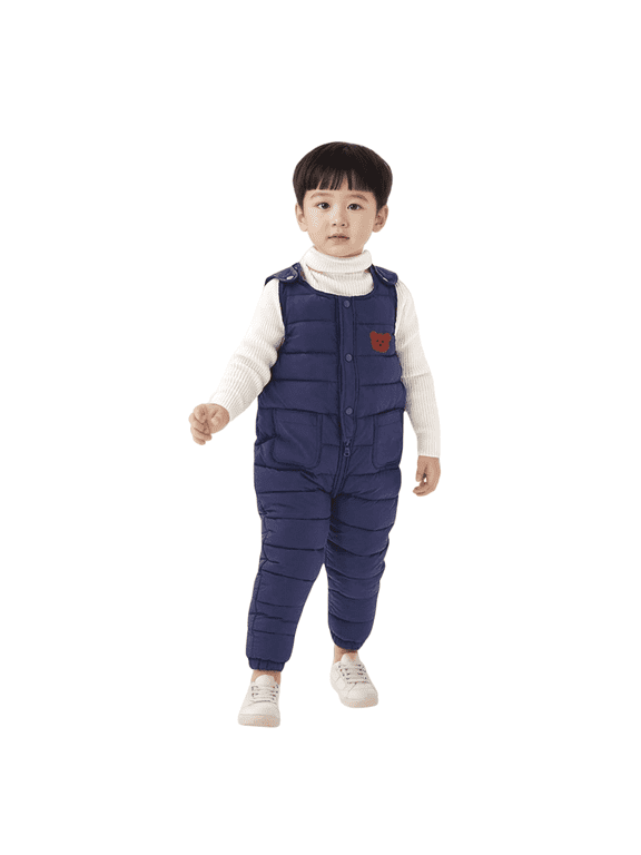 Baby Toddler Unisex Winter Snow Pants Down Puffer Warm Overall Windproof Fleece Lined and Redular Navy