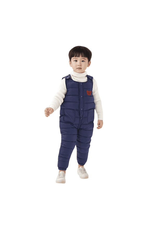 Baby Toddler Unisex Winter Snow Pants Down Puffer Warm Overall Windproof Fleece Lined and Redular Navy