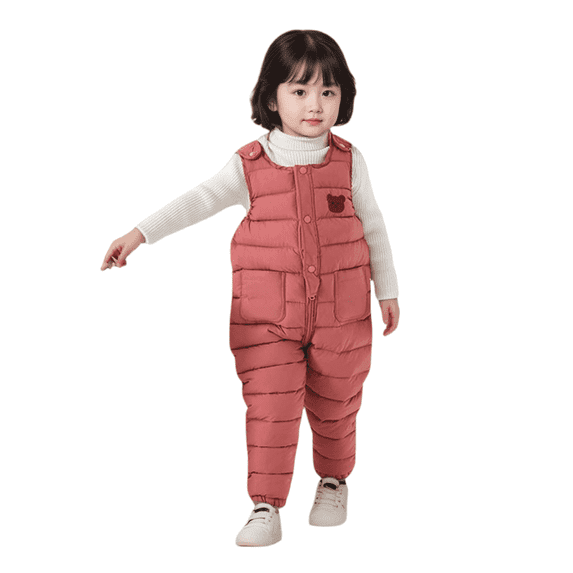 Zwiiyzr Baby Toddler Unisex Winter Snow Pants Down Puffer Warm Overall Windproof Fleece Lined and Redular Watermelon Red