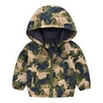 thumbnail image 1 of Zwiiyzr Baby Windbreaker Jacket Toddler Kids Boys Girls Windproof Jacket Trendy Cute Cartoon Flowers Car Pattern Hooded Coat Rain Coat Baby Clothes Olive Green, 1 of 4