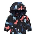 thumbnail image 1 of Zwiiyzr Baby Windbreaker Jacket Toddler Kids Boys Girls Windproof Jacket Trendy Cute Cartoon Flowers Car Pattern Hooded Coat Rain Coat Baby Clothes Black, 1 of 5