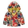 thumbnail image 1 of Zwiiyzr Baby Windbreaker Jacket Toddler Kids Boys Girls Windproof Jacket Trendy Cute Cartoon Flowers Pattern Hooded Coat Rain Coat Baby Clothes Red, 1 of 9