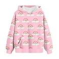 thumbnail image 1 of Zwiiyzr Big Girl Pullover Hoodie Long Sleeve Pattern T-Shirt Printed Crew Neck Top Suitable for Girls Aged 4-14 Years Hooded Sweatshirt Pink, 1 of 3