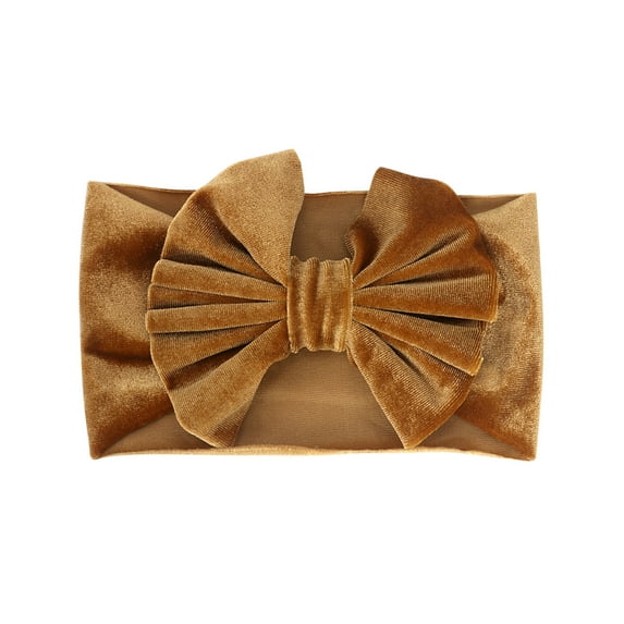 Zwiiyzr Bows for Girls Headbands Toddler Baby Cute Solid Color Baby Clothes Gold Velvet Pleated Oversized Headwear Headband Hair Accessories for 0-3 Years Baby Clothes Gold