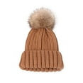 thumbnail image 1 of Zwiiyzr Boys And Girls 2-6 Years Fashion Solid Color Cute Outdoor Warm Knit Pompom Hat Khaki, 1 of 4