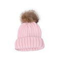 thumbnail image 1 of Zwiiyzr Boys And Girls 2-6 Years Fashion Solid Color Cute Outdoor Warm Knit Pompom Hat Pink, 1 of 4