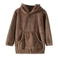 thumbnail image 1 of Zwiiyzr Boys And Girls Fuzzy Fleece Pullover Hoodies Sweatshirt Casual Loose Outwear Coat With Pockets 1-6 Years Brown, 1 of 5